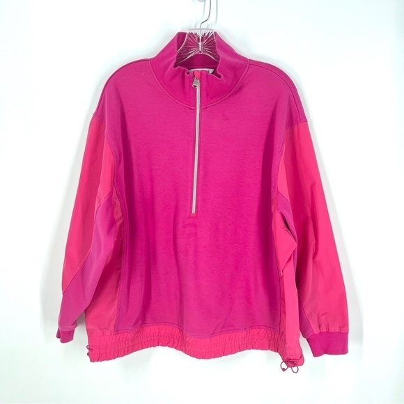ATHLETA Triumph Hybrid Half Zip Sweatshirt Hot Pink - Picture 4 of 15
